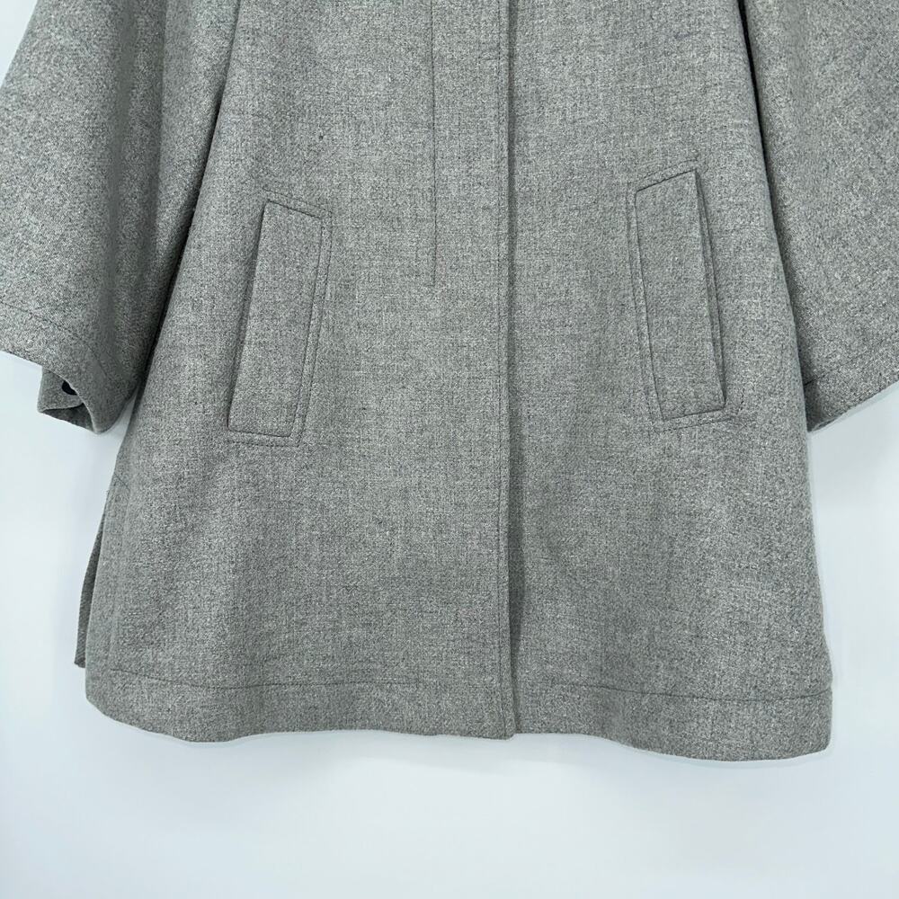 ZARA Wool Blend Cape Coat Buckle Poncho Jacket Funnel Neck Gray - Picture 5 of 13